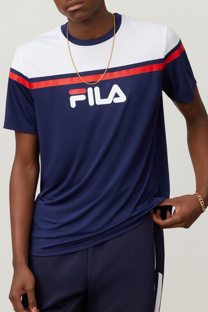 Fila T-Shirt Zelic Crew Mens Navy - India GUX-458961